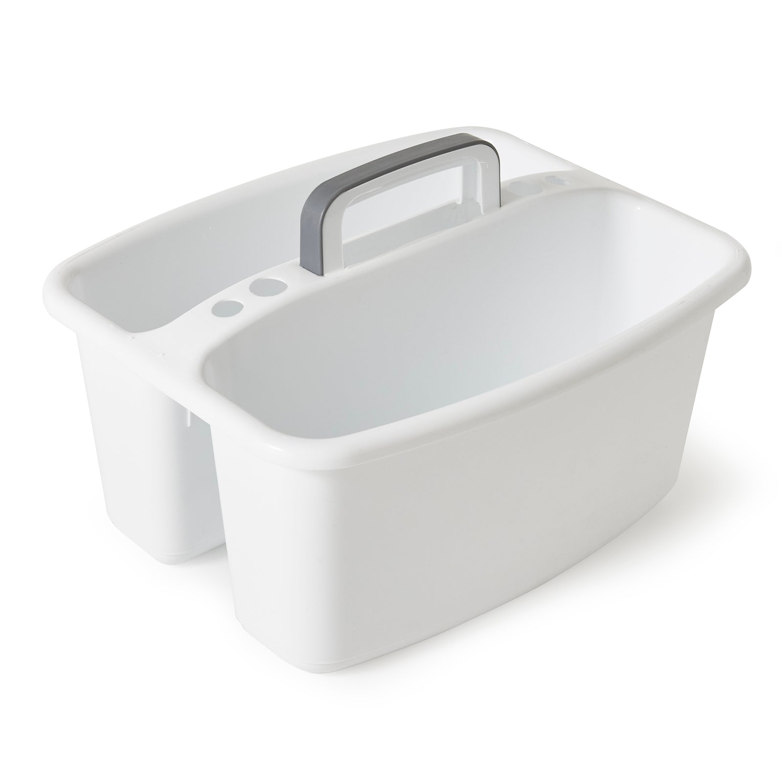 Gracious Living Large Divided Home Storage Tote Cleaning Caddy w/Handle, White - VMInnovations
