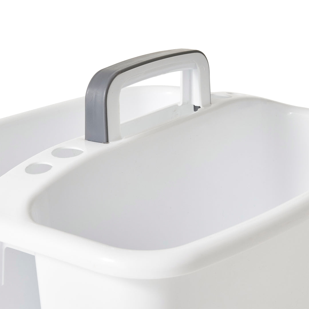 Gracious Living Large Home Storage Caddy, White w/Gray Carry Handle (Open Box) - VMInnovations