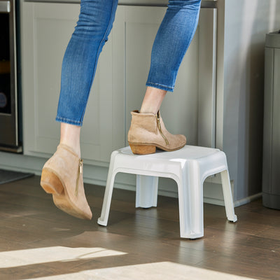 Gracious Living Non Slip 9.5" Rubber 1 Step Home Step Stool, White (Open Box)