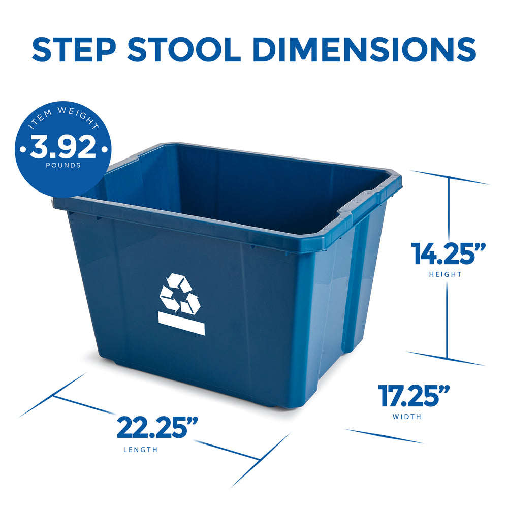 Gracious Living Medium Sized Plastic 17 Gallon Home Recycling Bin, Blue (Used) - VMInnovations