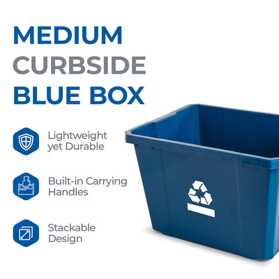 Gracious Living Medium Sized Plastic 17 Gallon Home Recycling Bin, Blue (Used)