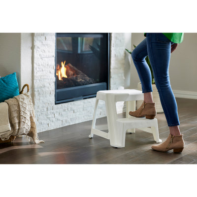 Gracious Living Extra Safe Nonslip Rubber 2 Step Home Step Stool, White (8 Pack) - VMInnovations