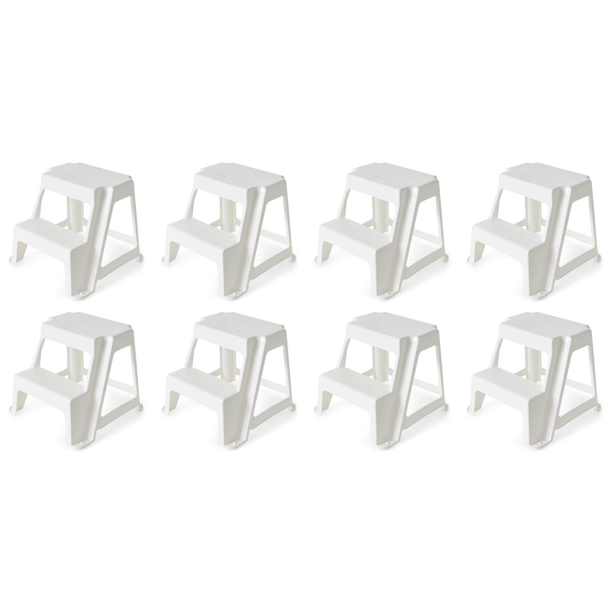 Gracious Living Extra Safe Nonslip Rubber 2 Step Home Step Stool, White (8 Pack)