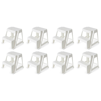 Gracious Living Extra Safe Nonslip Rubber 2 Step Home Step Stool, White (8 Pack) - VMInnovations
