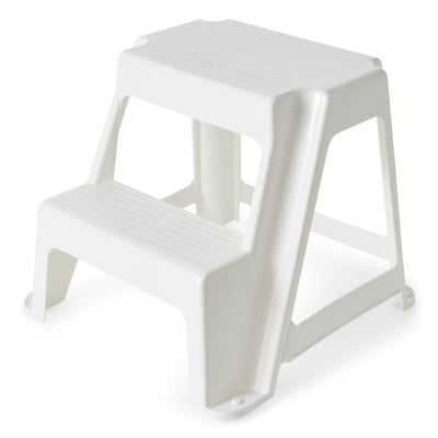 Gracious Living 16" Plastic 2 Step Portable Garage Home & Kitchen Stool, White - VMInnovations