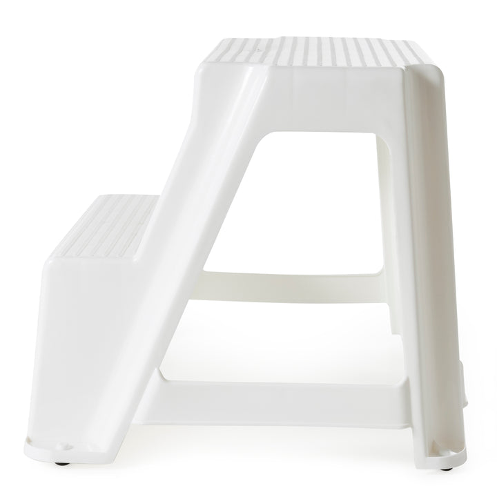 Gracious Living 16" Plastic 2 Step Portable Garage Home & Kitchen Stool, White