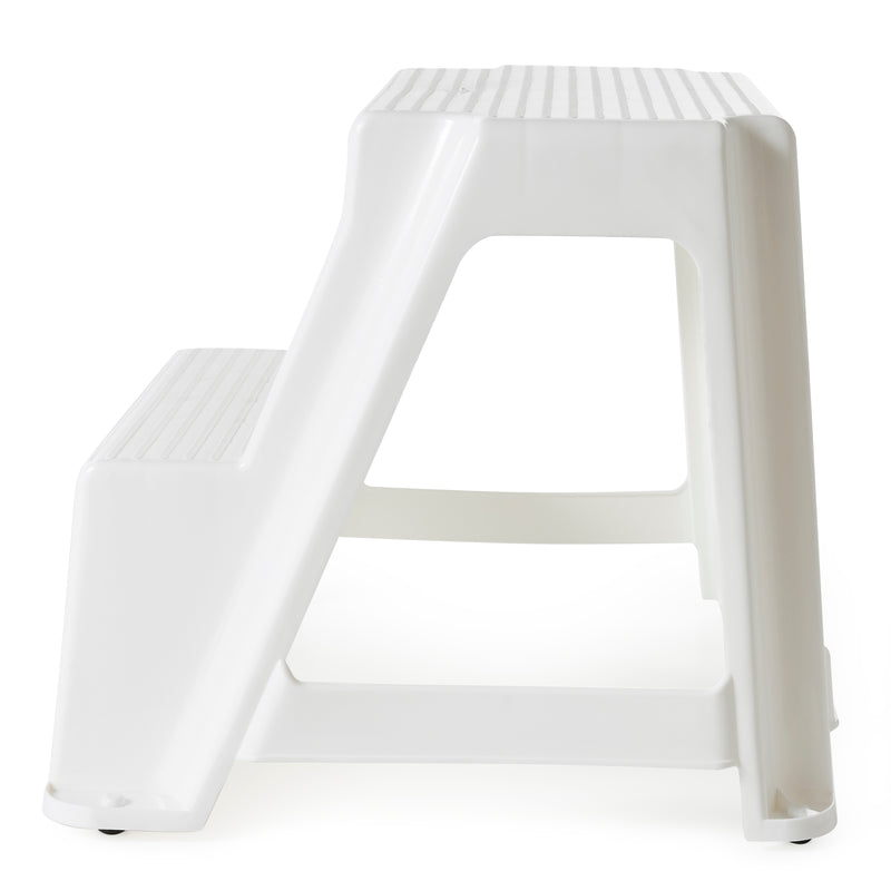 Gracious Living 16-Inch Plastic Two Step Home & Kitchen Stool, White (4 Pack)