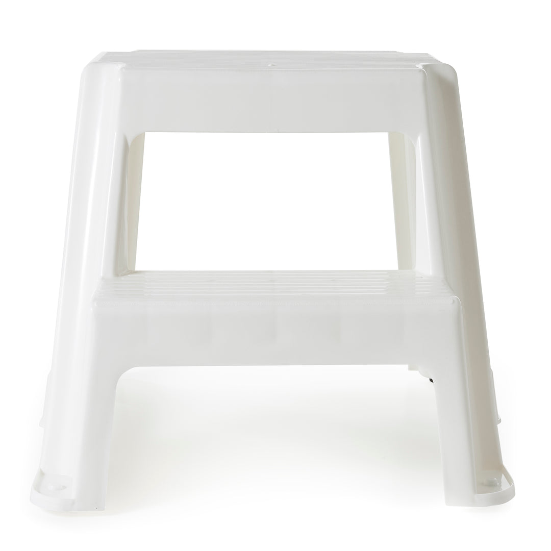 Gracious Living 16" Plastic 2 Step Portable Garage Home & Kitchen Stool, White