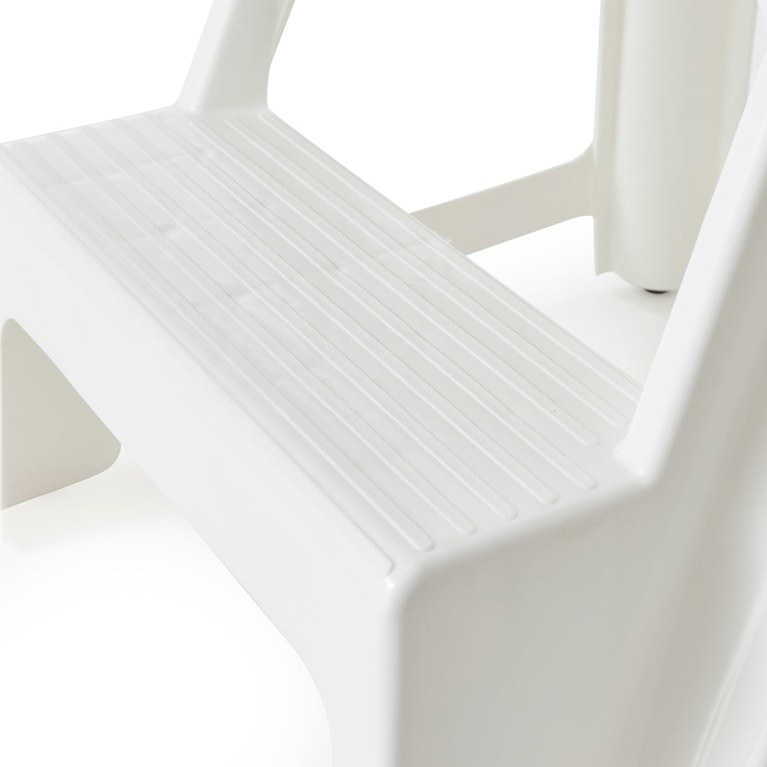 Gracious Living 16" Plastic 2 Step Portable Garage Home & Kitchen Stool, White