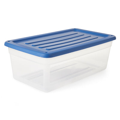 Gracious Living 1.5 Gal Clear Plastic Shoebox Storage Bin Tote w/Lid (14 Pack)
