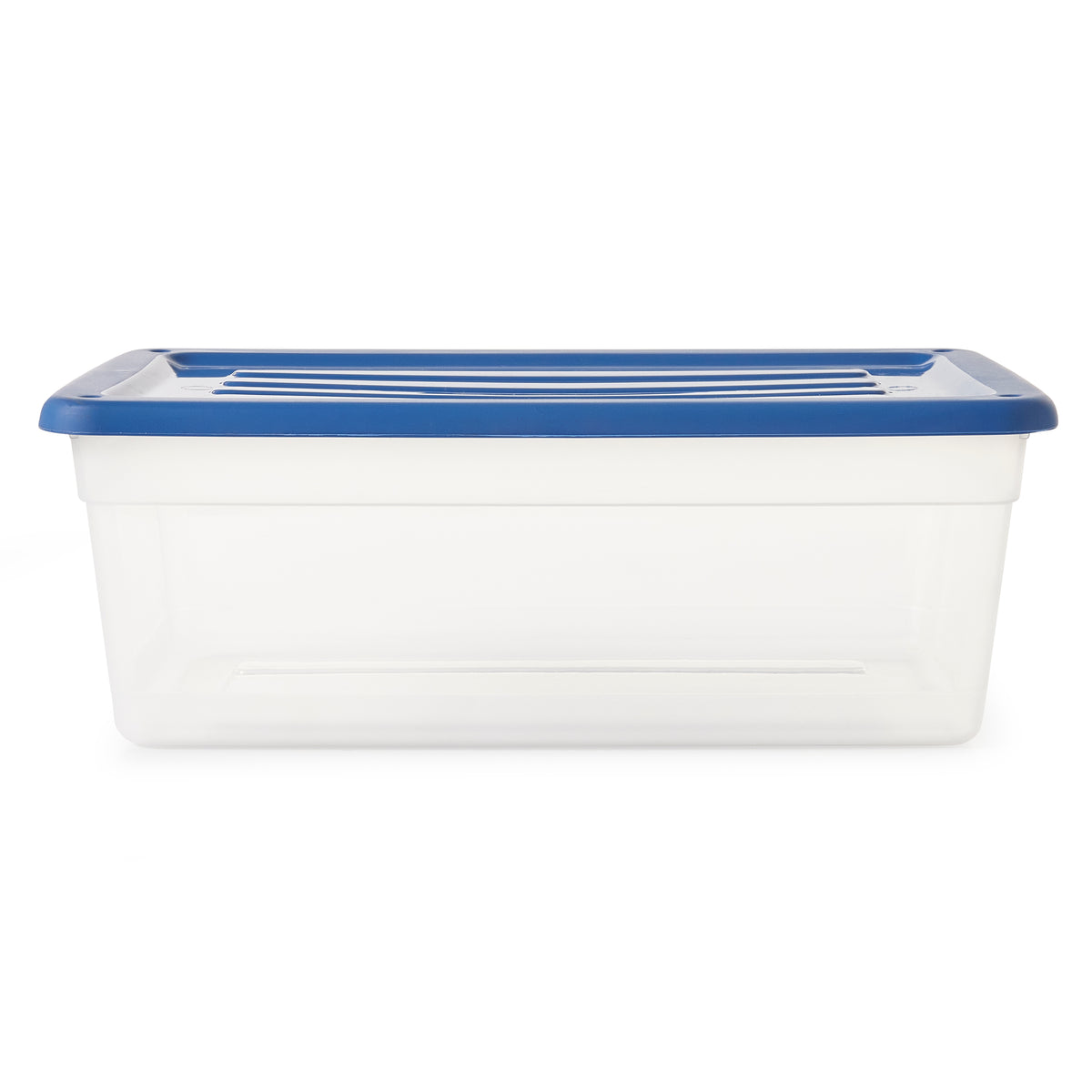 Gracious Living 1.5 Gallon Clear Plastic Shoebox Storage Bin Tote with Blue Lid