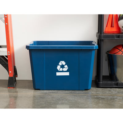 Gracious Living Medium Sized Plastic 17 Gallon Home Recycling Bin, Blue (Used)