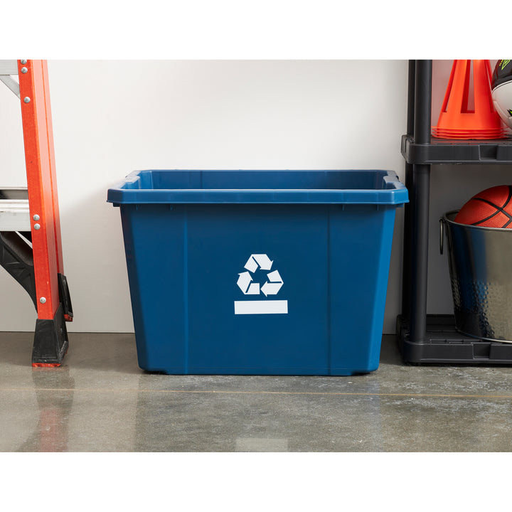 Gracious Living Medium Curbside Blue Box Plastic 17 Gallon Home Recycling Bin