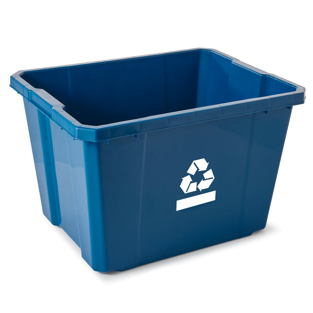 Gracious Living Medium Curbside Blue Box Plastic 17 Gallon Home Recycling Bin