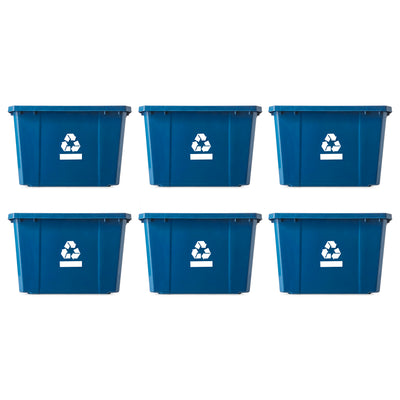 Gracious Living Medium Curbside Blue Box 17 Gallon Home Recycling Bin (6 Pack) - VMInnovations