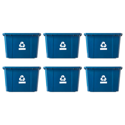 Gracious Living Medium Curbside Blue Box 17 Gallon Home Recycling Bin (6 Pack)