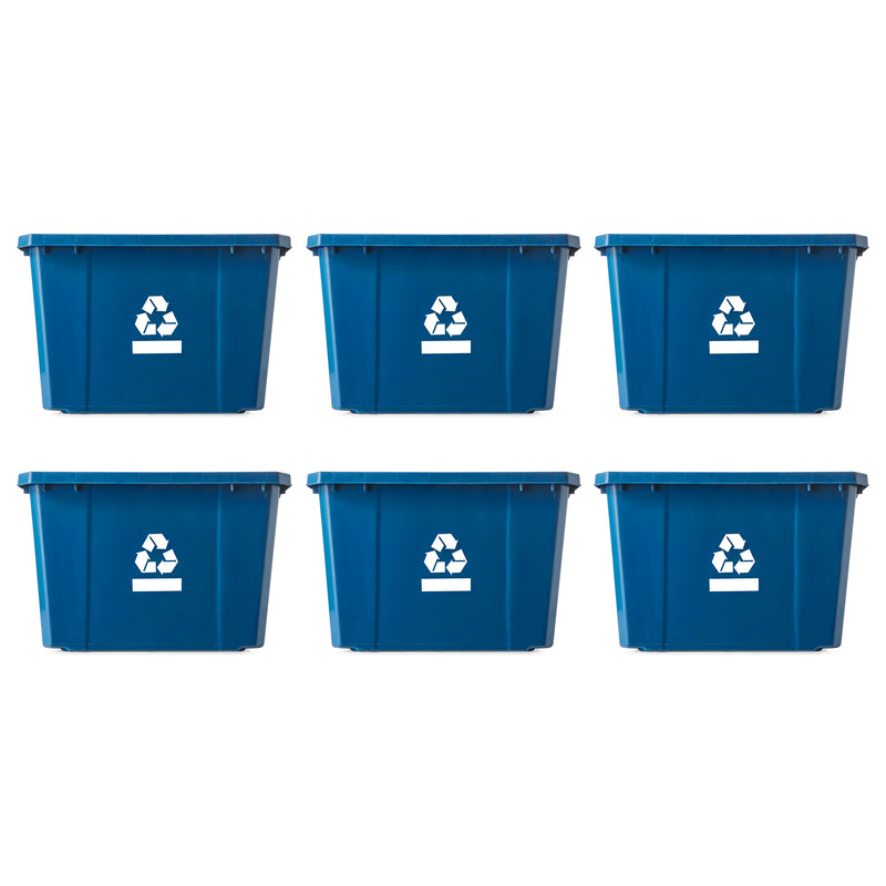 Gracious Living Medium Curbside Blue Box 17 Gallon Home Recycling Bin (6 Pack)