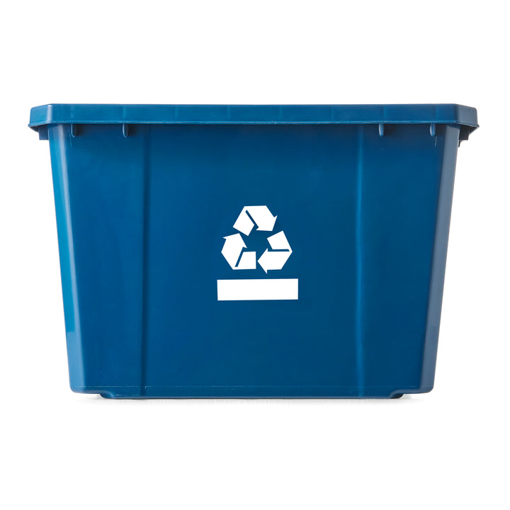 Gracious Living Medium Curbside Blue Box Plastic 17 Gallon Home Recycling Bin
