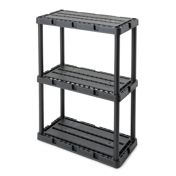 Gracious Living 3 Shelf Knect-A-Shelf Solid Light Duty Storage Unit, Black 4Pack