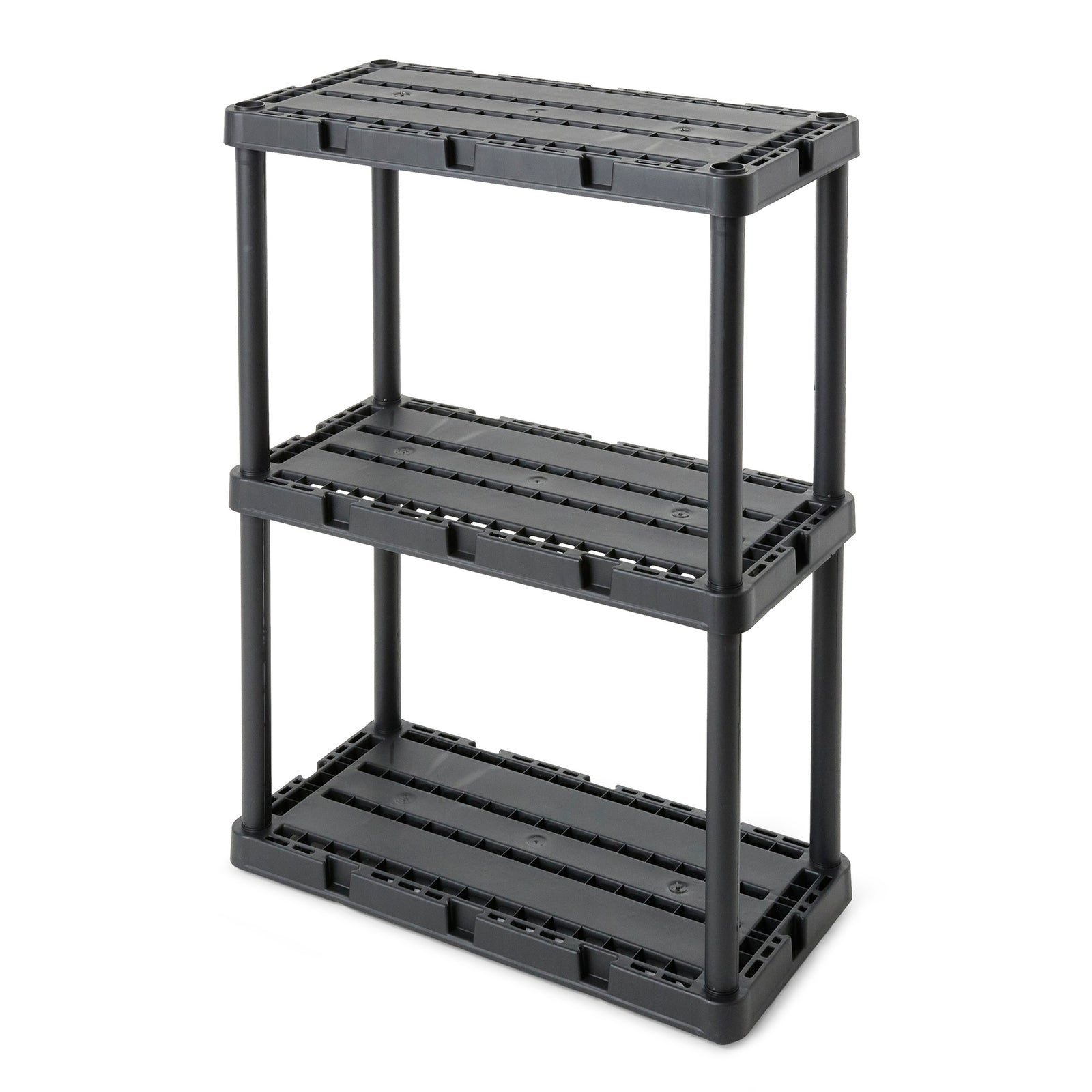 Gracious Living 3 Shelf Knect-A-Shelf Fixed Height Light Duty Storage Unit,Black - VMInnovations