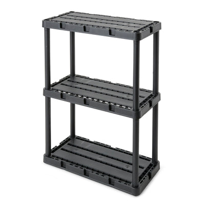 Gracious Living 3 Shelf Knect-A-Shelf Solid Light Duty Storage Unit, Black 3Pack - VMInnovations