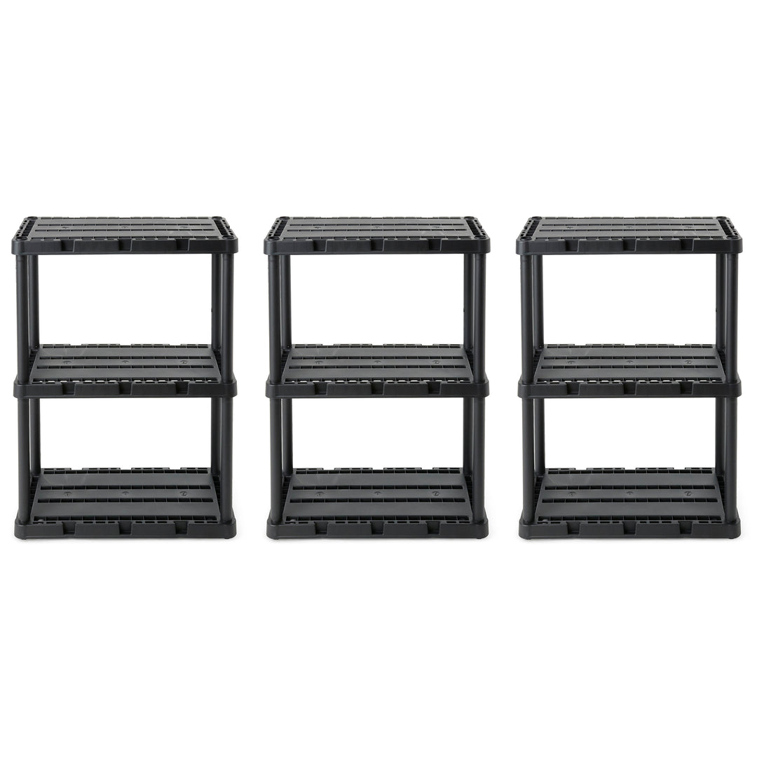 Gracious Living 3 Shelf Knect-A-Shelf Solid Light Duty Storage Unit, Black 3Pack