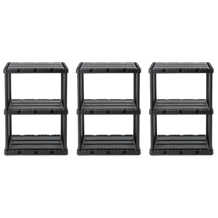 Gracious Living 3 Shelf Knect-A-Shelf Solid Light Duty Storage Unit, Black 3Pack