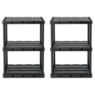 Gracious Living 3 Shelf Knect-A-Shelf Solid Light Duty Storage Unit, Black 2Pack - VMInnovations