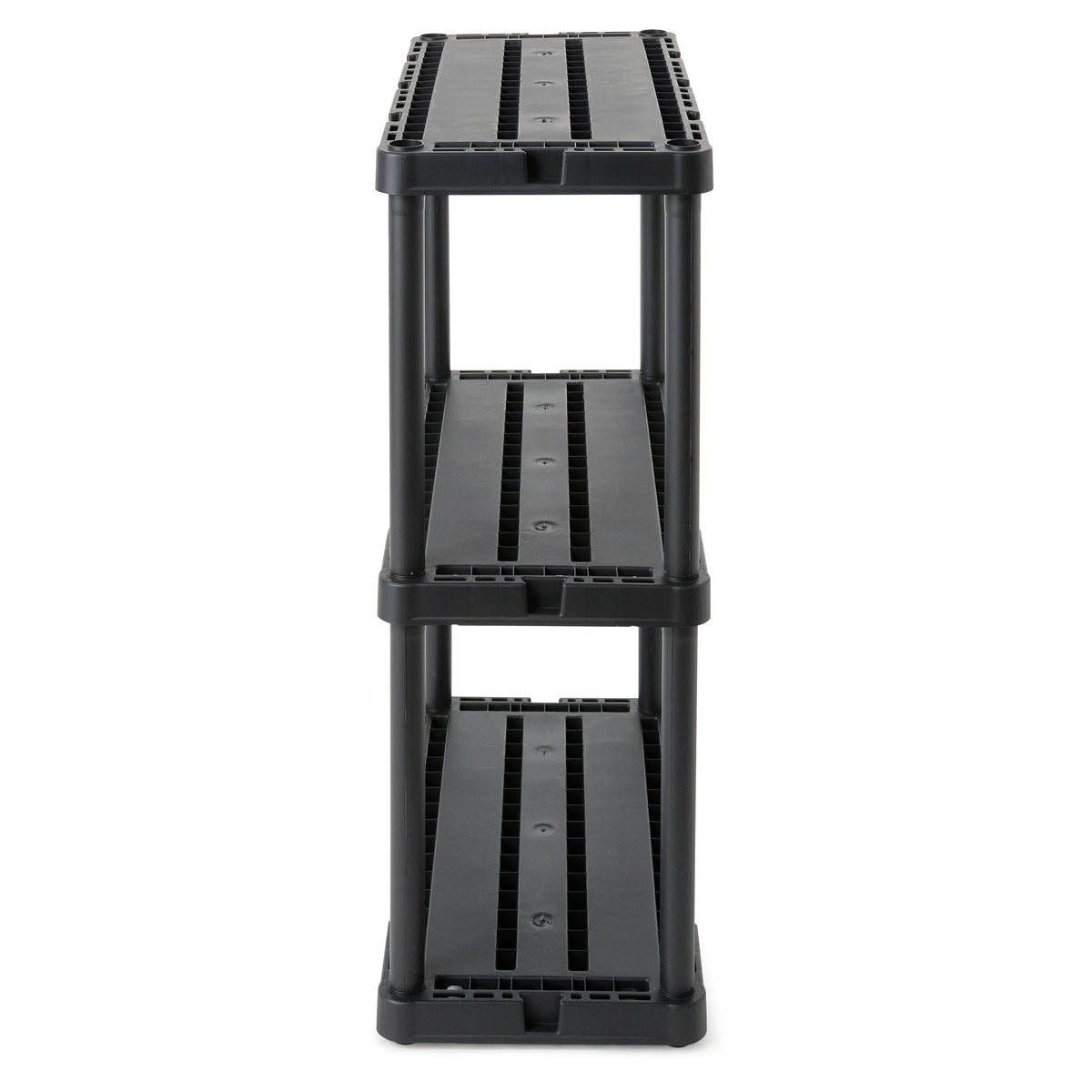 Gracious Living 3-Shelf Light Duty Storage Shelving Unit, 165lb Capacity, Black (Refurbished)