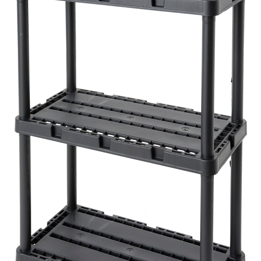 Gracious Living 3 Shelf Knect-A-Shelf Solid Light Duty Storage Unit, Black 4Pack