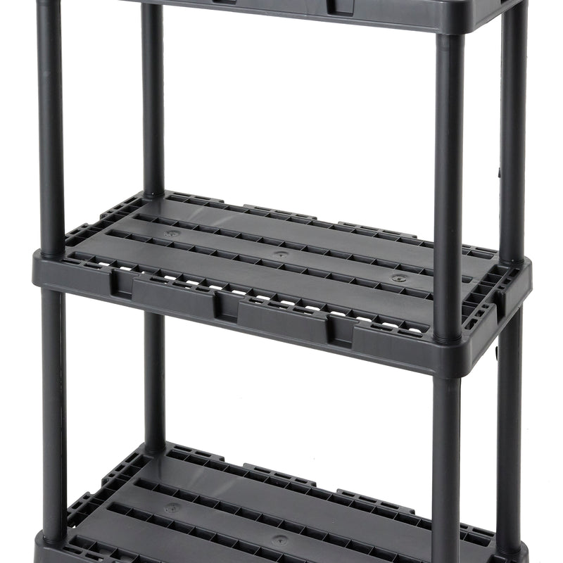 Gracious Living 3 Shelf Knect-A-Shelf Fixed Height Light Duty Storage Unit,Black
