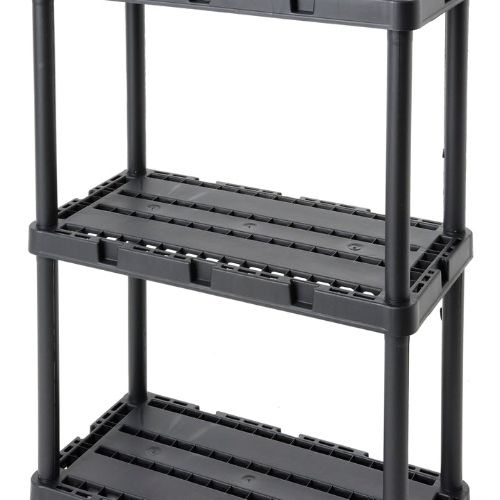 Gracious Living 3 Shelf Knect-A-Shelf Solid Light Duty Storage Unit, Black 3Pack