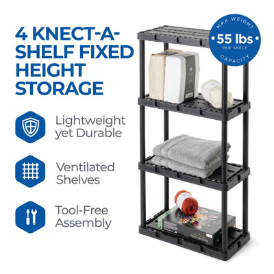 Gracious Living 4 Shelf Knect-A-Shelf Solid Light Duty Storage Unit, Black 2 Pck - VMInnovations