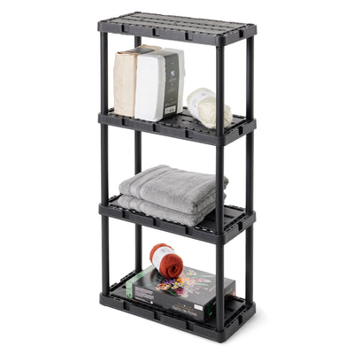 Gracious Living 4 Shelf Knect-A-Shelf Solid Light Duty Storage Unit, Black 4 Pck