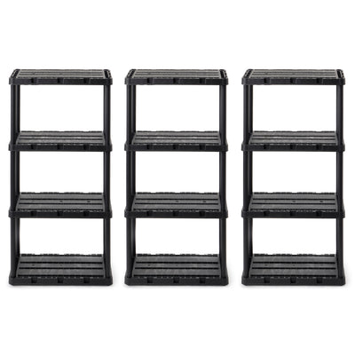 Gracious Living 4 Shelf Knect-A-Shelf Solid Light Duty Storage Unit, Black 3 Pck - VMInnovations