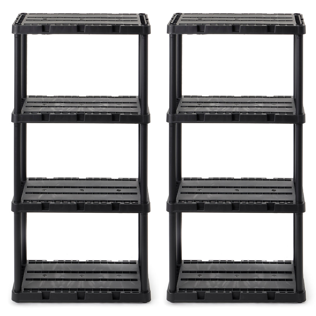 Gracious Living 4 Shelf Knect-A-Shelf Solid Light Duty Storage Unit, Black 2 Pck