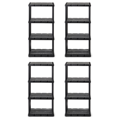Gracious Living 4 Shelf Knect-A-Shelf Solid Light Duty Storage Unit, Black 4 Pck