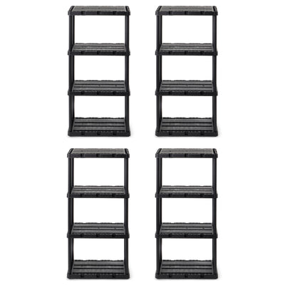 Gracious Living 4 Shelf Knect-A-Shelf Solid Light Duty Storage Unit, Black 4 Pck