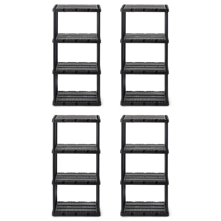 Gracious Living 4 Shelf Knect-A-Shelf Solid Light Duty Storage Unit, Black 4 Pck