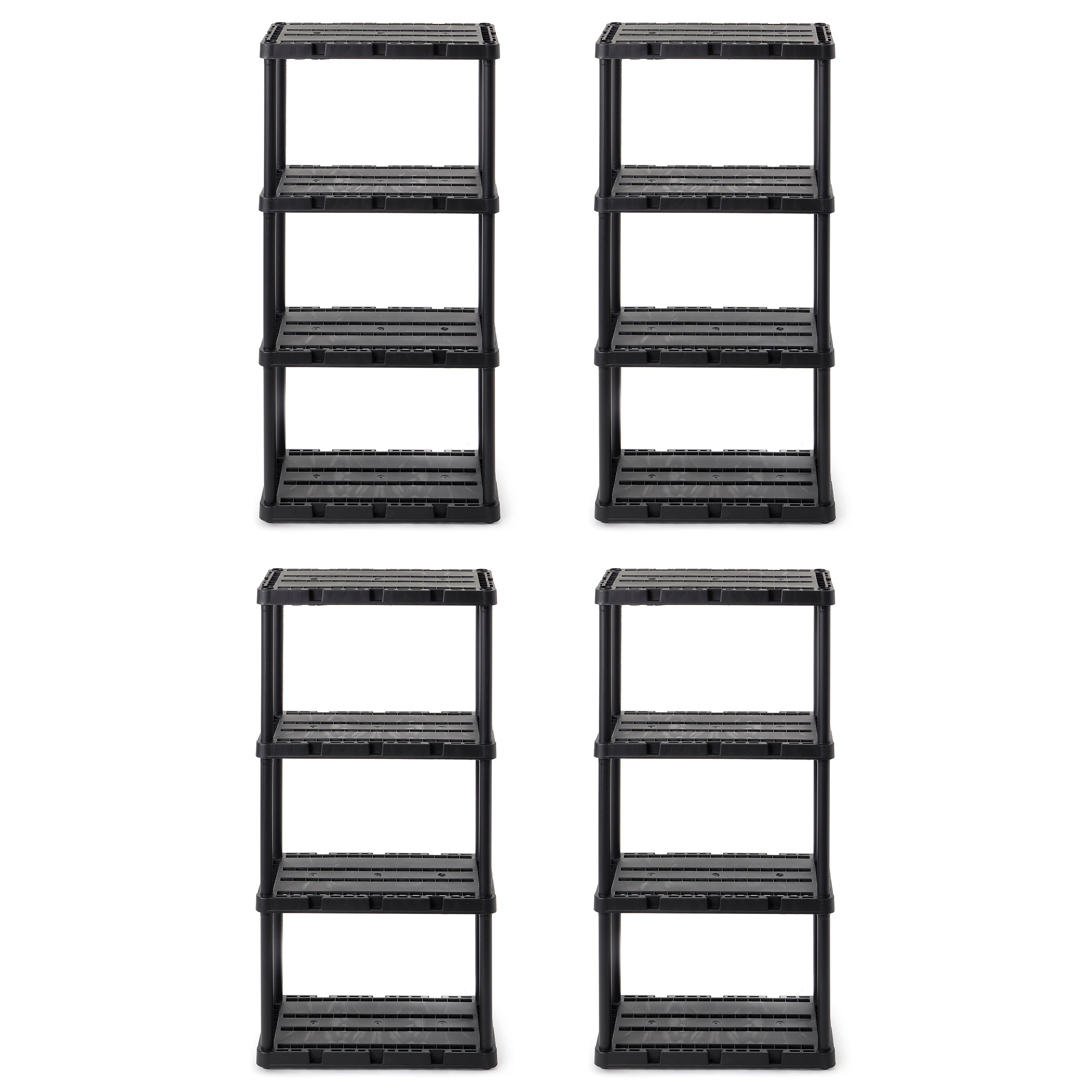 Gracious Living 4 Shelf Knect-A-Shelf Solid Light Duty Storage Unit, Black 4 Pck - VMInnovations