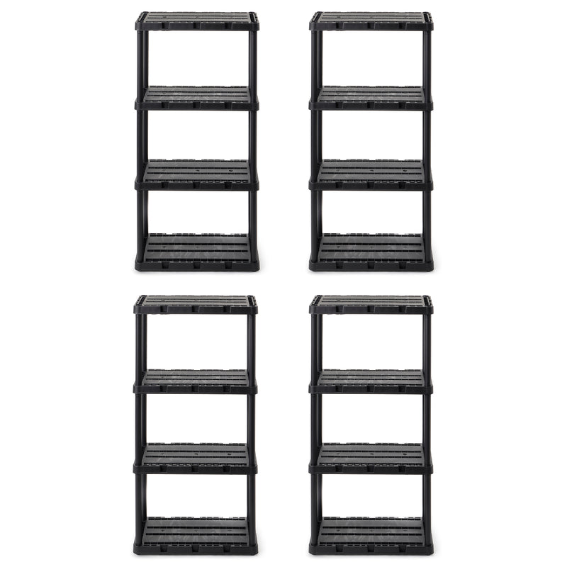 Gracious Living 4 Shelf Knect-A-Shelf Solid Light Duty Storage Unit, Black 4 Pck