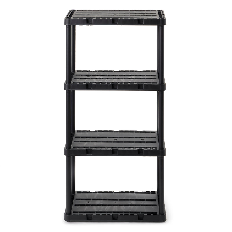 Gracious Living 4 Shelf Knect-A-Shelf Solid Light Duty Storage Unit, Black 2 Pck