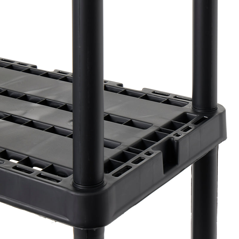 Gracious Living 4 Shelf Knect-A-Shelf Solid Light Duty Storage Unit, Black 2 Pck