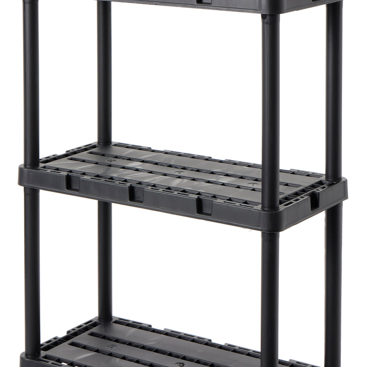 Gracious Living 4 Shelf Knect-A-Shelf Solid Light Duty Storage Unit, Black 3 Pck