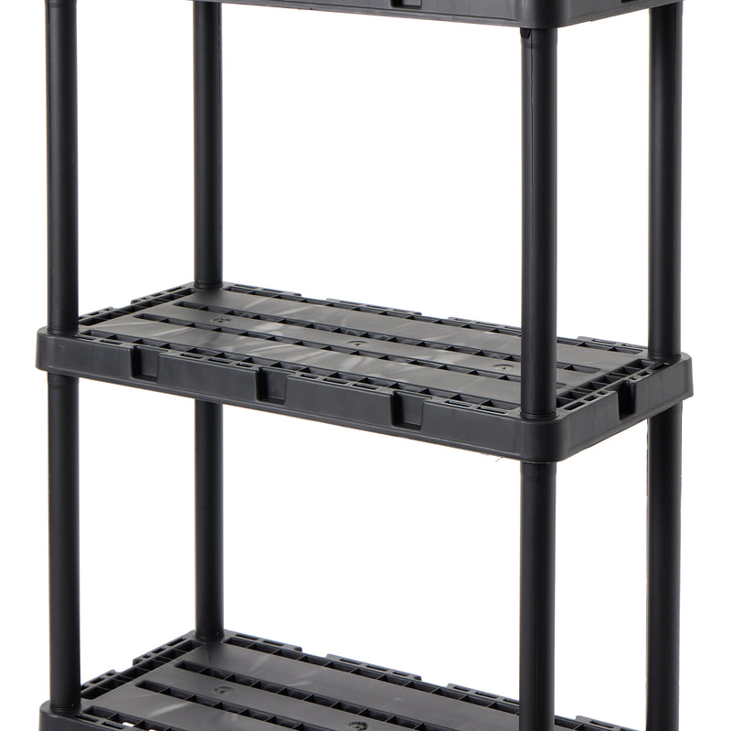 Gracious Living 4 Shelf Knect-A-Shelf Solid Light Duty Storage Unit, Black 2 Pck