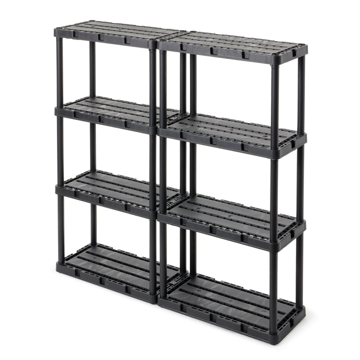 Gracious Living 4 Shelf Knect-A-Shelf Solid Light Duty Storage Unit, Black 4 Pck