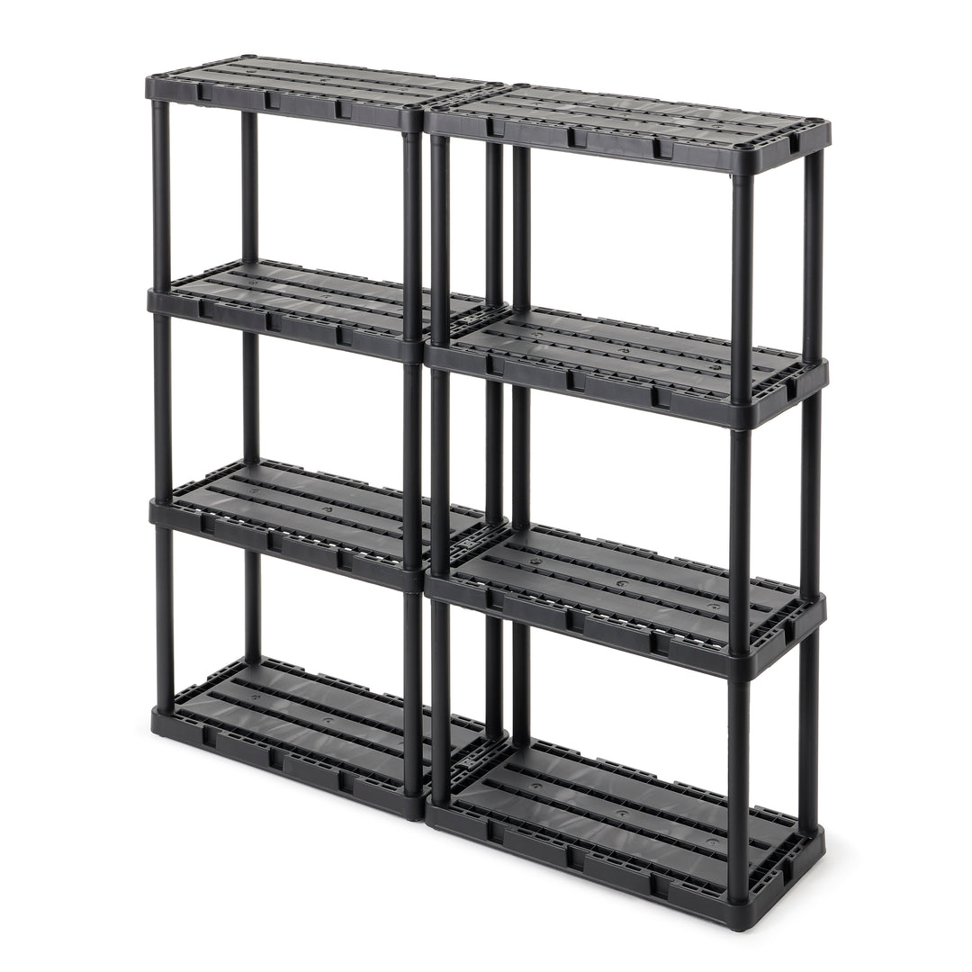 Gracious Living 4 Shelf Knect-A-Shelf Solid Light Duty Storage Unit, Black 3 Pck