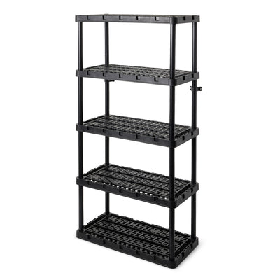 Gracious Living 5 Shelf Knect-A-Shelf Ventilated Heavy Duty Storage, Black 2Pack