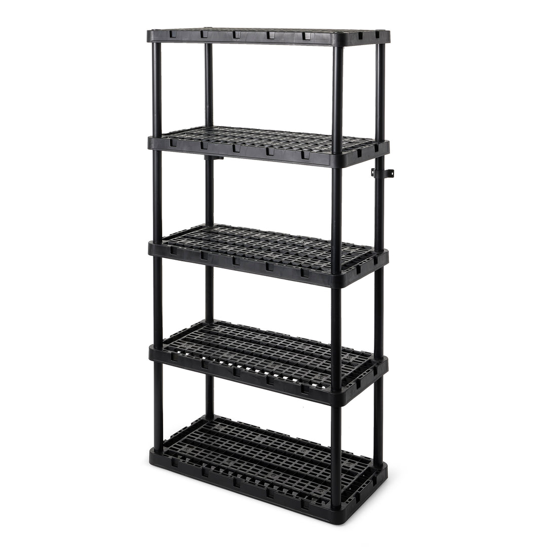 Gracious Living 5 Shelf Knect-A-Shelf Ventilated Heavy Duty Storage, Black 2Pack