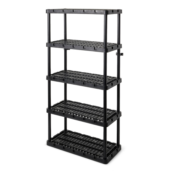 Gracious Living 5 Shelf Knect-A-Shelf Ventilated Heavy Duty Storage, Black 2Pack